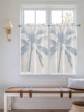 Summer Coconut Tree on Vintage Wood Grain Window Valance Curtains, Seaside Plants Light Filtering Kitchen Valance with 3-inch Rod Pocket for Living Room Bathroom Bedroom,2 Panel,42x45In