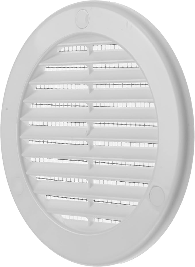 Vent Systems 4" Inch (Opening Dimensions) - Pack of 50 - White Soffit Vent Cover - Plastic Round Air Vent Grille - Built-in Mesh Screen - HVAC Register Louver for Bathroom, Home, Kitchen