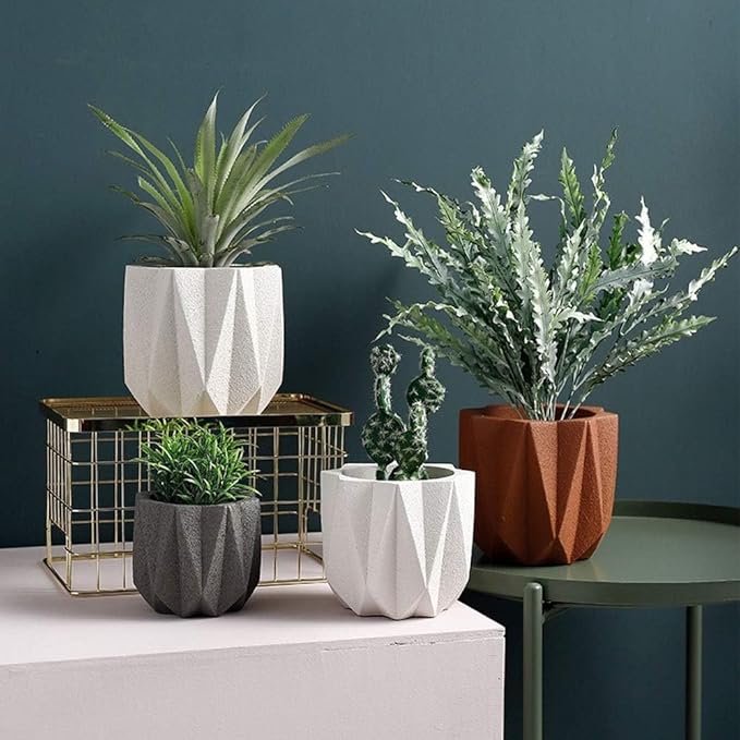Outdoor Succulent Plantpot Cactus Plant Container Cement Flowerpot Container Modern Simple Planter Flower Vase Meat Plant Cement Container Concrete Flower Plant (Gray1 13cm*11.5cm) (Gray2 11cm*9.5cm)