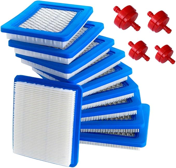 HOODELL 10 Pack 491588S Air Filter + 394358 Fuel Filter Compatible with 491588 4915885, Toro 20332, Craftsman 33644, Pro Performance for Push Lawn Mower