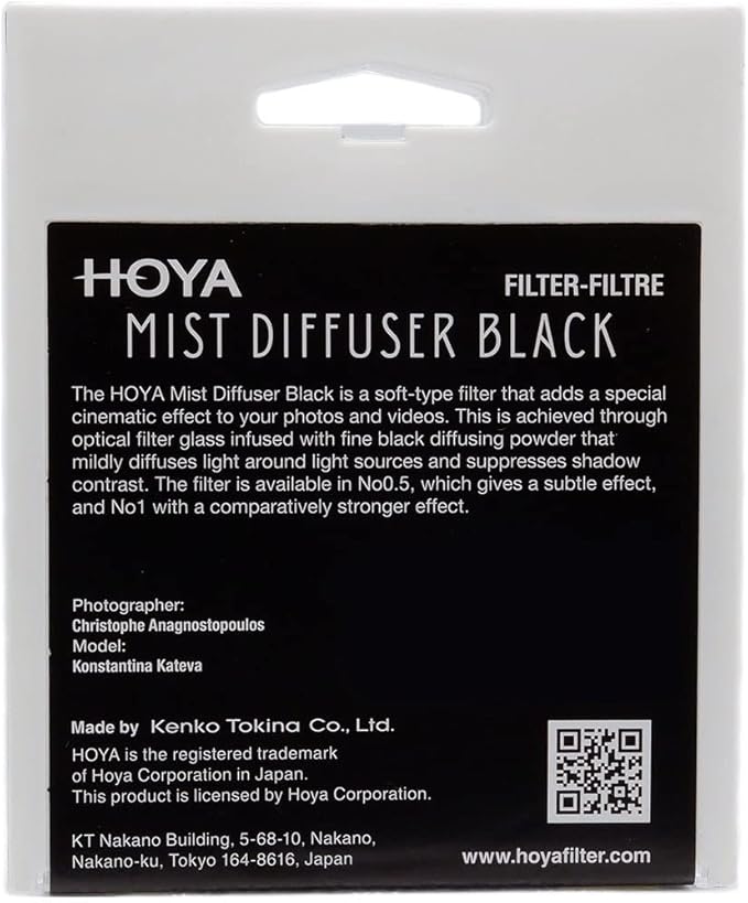 Hoya 77mm Mist Filter Black Diffuser No. 0.5 - Black Mist Filter for Camera Lenses - Soft Diffusion Effect for Portrait Photography & Cinematic Look, Reduces Contrast & Softens Wrinkles