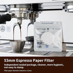 watchget 53mm Espresso Paper Filters - 100 Pcs Unbleached Coffee Filter Papers for Espresso Machine Puck Screen, Compatible with 54mm Portafilter Baskets, Replacement Paper Filters for Barista Tools