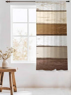 Sheer Curtains 72 Inches Long, Vintage Geometric Brown Semi Sheer Curtains Light Filtering Window Treatment, Farmhouse Country Chic Wood Grain Privacy Voile Drapes for Living Room Bedroom 52x72 Inch