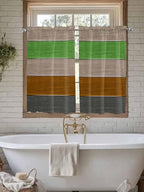Farm Gray Green Brown Wood Grain Window Valance Curtains, Rustic Wooden Plank Light Filtering Kitchen Valance with 3-inch Rod Pocket for Living Room Bathroom Bedroom,2 Panel,42x54In