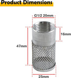 Dia Hose Inlet Suction Strainer Filter, Stainless Steel Water Pump Filter for Garden Irrigation, High Pressure Water Pump, Sprayer & Plumbing Systems (2Pcs 25mm)