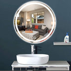 Round Waterproof LED Bathroom Wall Makeup Mirrors with White Light Sensor Touch Control and Demister Pad (Color : with Frame Size : 70cm) (Without Frame 60cm)