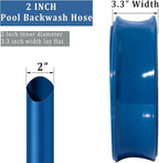 Pool Backwash Hose 2 inch × 50 ft Thicken Blue Water Discharge Pipe Lay Flat Tubing Hose for Backwash Pool Filter, Drain Pool Pond Water (2in-50ft, Vinyl Tubing)
