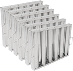 6Pcs 19.5W x 15.5H x 1.78TH Inch Commercial Hood Filters, 430 Stainless Steel 5 Grooves Hood Filters Restaurant Kitchen Exhaust Hoods for Grease Filter, Range Hood Baffle Filter