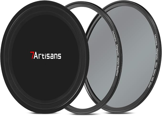 7artisans Nano Magnetic Filter UV Filter ND Light Reduction Filter/CPL Polarization Filter/GND Gradient Filter/Black Mist 1/4 Portrait Photography Filter Suitable for Lens(82mm ND8)