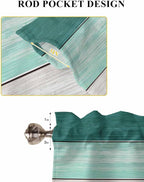 Retro Farm Woodcuts Texture Window Valance Curtains, Green Brown Gradient Light Filtering Kitchen Valance with 3-inch Rod Pocket for Living Room Bathroom Bedroom,2 Panel,52x72In