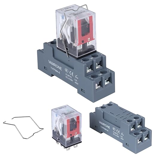 8-Pin 10 AMP 24V DC Relay Coil with Socket Base Electromagnetic Power Relay, DPDT 2NO 2NC - MY2NJ LED Indicator