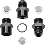 8AN Inline Fuel & Oil Feed Filter Set with 30 80 150 Micron Elements Aluminum Black
