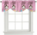 Pink Easter Tie Up Valance Curtains for Windows,Kitchen Curtains Window Shades,Easter Bunny Eggs Spring Cartoon Farmhouse Wood Grain Light Filtering Curtain Valances for Bedroom/Bathroom/Cafe 54"x18"