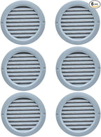 VENTS-US - 4" Round Plastic Light Gray Vent Cover with Built-in Insect Screen and Flange for Air Supply or Exhaust Air Applications - Compatible with a 4 Inch Duct Diameter (6-Pack)