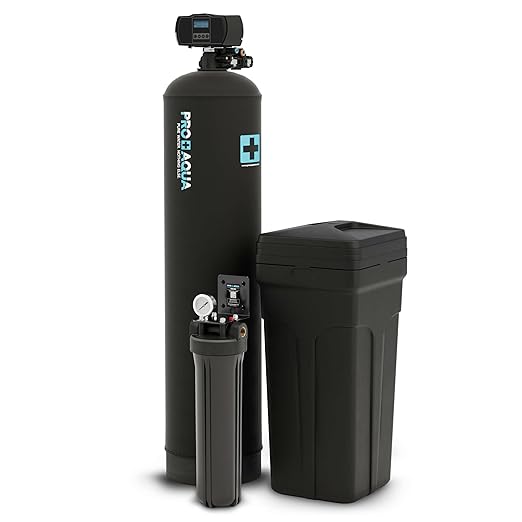 PRO+AQUA PRO-SCI-S65E Whole House Water Filter & Softener Bundle | 65,000 Grain Capacity | Removes Chlorine, Sediment, VOCs, Calcium & Magnesium | Ideal for 4–6 Bathrooms | Extra High-Flow Design