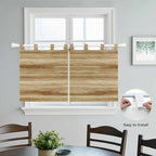 Light Brown Wood Grain Kitchen Curtains 36 Inch Length, Small Window Curtains Tab Top, Western Farmhouse Barn Door Light Filtering Short Window Treatments Tier Drapes 27.5"x36" 2 Panel
