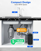 Ecoviva E6 Compact-Thin 5" Width Reverse Osmosis Water Filter Under-Sink 600GPD Water Filtration with Faucet, 9-Stage Tankless RO System, Reduces TDS, Compact Design for Any Space for Kitchen