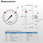 0 to 160 Psi Pressure Gauge, Glycerin Liquid Filled, 2.5 inch Dial, 1/4" NPT Back Mount, Stainless Steel Case, for Air Compressor, Well Pump, Water, RV, Tire, CO2, Pipe, Gas, Pressure Test