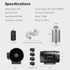 VIVOSUN Smart Air Filtration S8 Kit 8", AeroZesh S8 Inline Duct Fan with E12 Speed Controller, Carbon Filter & 25' Ducting, Cooling & Ventilation System for Grow Tents, Indoor Gardening, Hydroponics