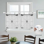 Farmhouse Wood Grain Kitchen Curtains 36 Inch Length, Small Window Curtains Tab Top, Vintage Country Barn Gate Grey Light Filtering Short Window Treatments Tier Drapes 27.5"x36" 2 Panel