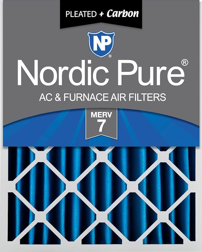 Nordic Pure 16x25x4 (Actual Size: 15 1/2 x 24 1/2 x 3 5/8) Pleated Air Filters MERV 7 Plus Carbon 1 Pack