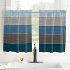 Retro Farm Blue Gray Wood Grain Window Valance Curtains, Rustic Wooden Plank Light Filtering Kitchen Valance with 3-inch Rod Pocket for Living Room Bathroom Bedroom,2 Panel,52x45In