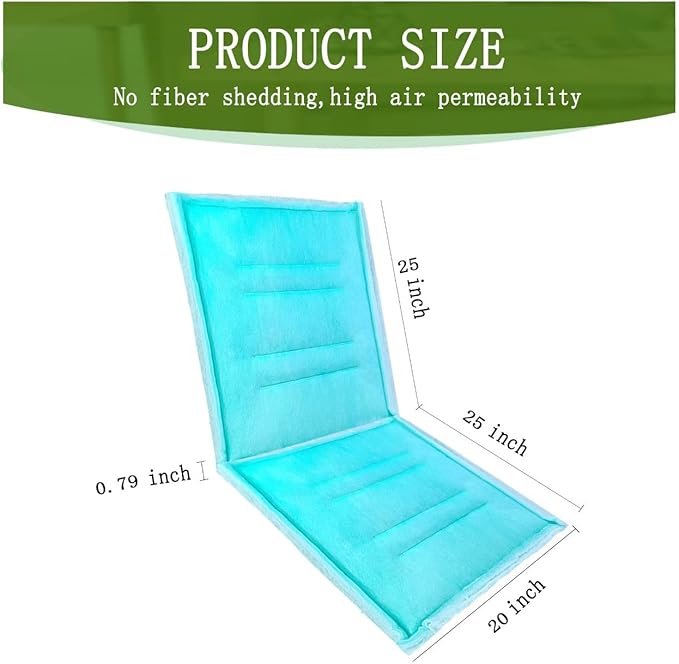 AUC Paint Booth Tacky Intake Filter Pad Series 55, 20" x 50" (10/case) Spray Booth Intake Filter with Internal Wire Support Frame
