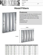 Kratos Commercial Hood Filter 25"(H) x 20"(W) x 2"(T), Stainless Steel (32L-131)