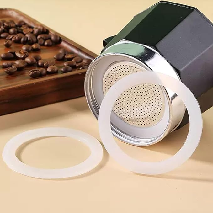 2 Pcs Filter with 3 Pcs Silicone Gasket Seals for 2 Cup Stovetop Espresso Coffee Maker Replacement Parts for DITOSH Aluminium Moka Pot