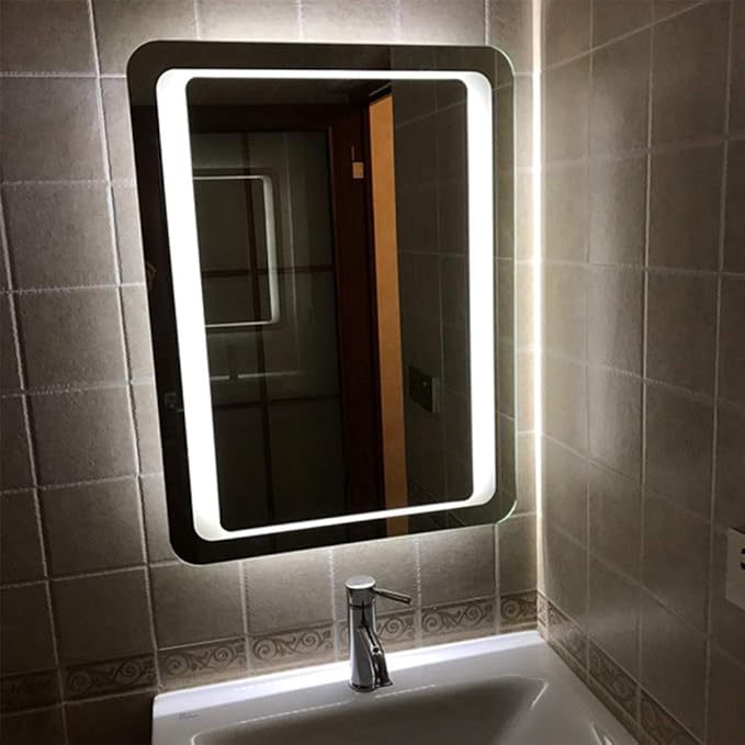 LED Bathroom Mirror with Lights Sensor Switch Illuminated Bathroom Mirror with Demister Pad for Makeup Cosmetic Shaving…