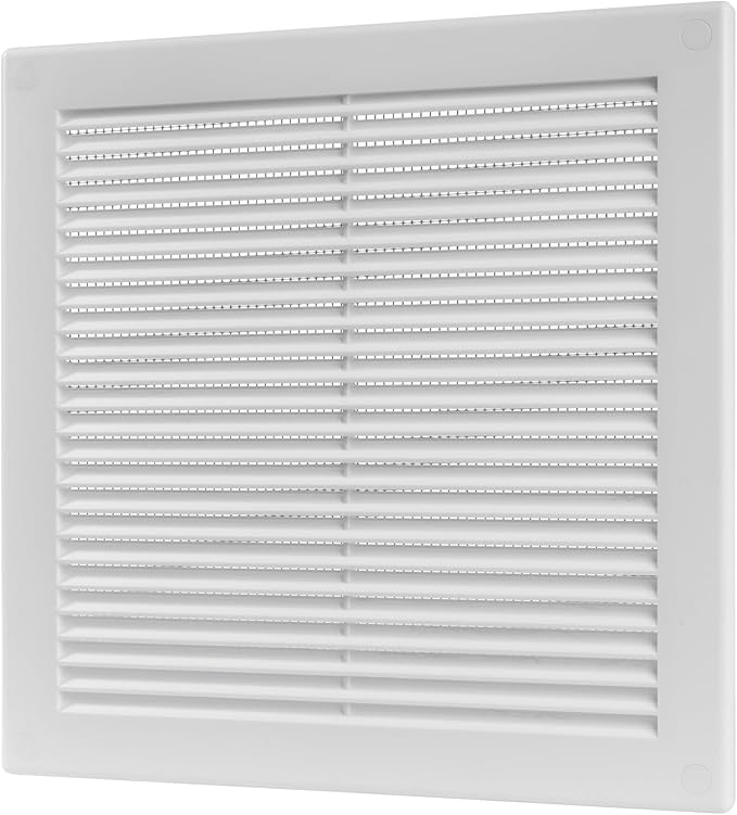 Vent Systems 8" x 8" Inch (Opening Dimensions) - Pack of 5 - Plastic White Soffit Vent Cover - Flat Square Air Vent Grille - Air Vent Deflector - HVAC 10" x 10" Inch (Overall Dimensions)
