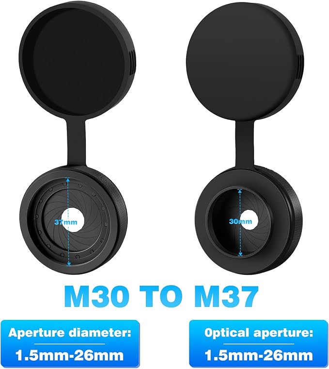 Adjustable Iris Aperture Diaphragm Filter Pack M30 to M37 Iris Aperture Diaphragm Adapter Optical Diaphragm 1.5-26mm Lens Module Adapter Ring PVS-14 PVS 14