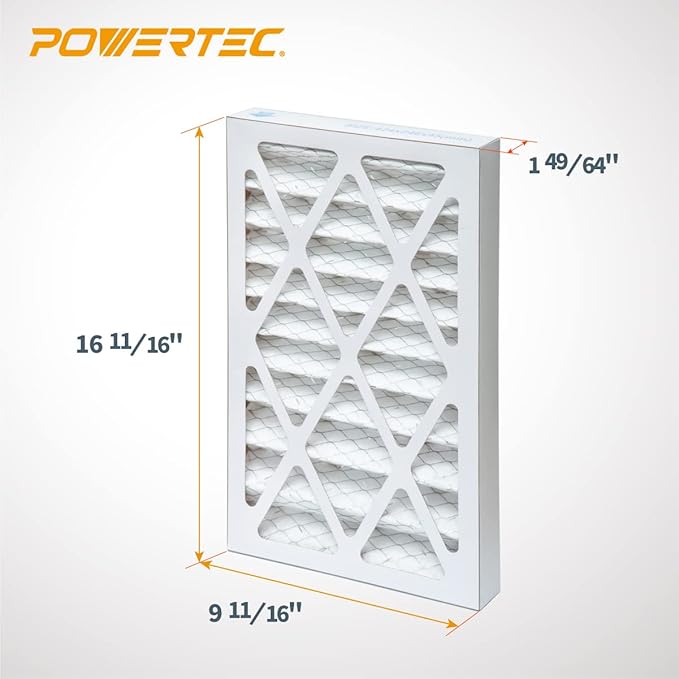 POWERTEC 5 Micron Outer Air Filter for WEN 3410, POWERTEC AF4000/AF4001, Shop Fox W1830 Air Filtration System, Replacement for WEN 90243-027-2 Woodworking Air Filters for Workshop & Garage, 2PK