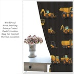 Kids Construction Window Curtains, Construction Machinery Equipment Mode of Transport Bulldozer Tractor Windows Curtain for Children Teens Room Decor 84x84in (30% Blackout)