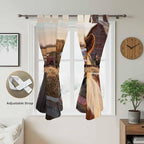 Farm Horses Living Room Curtains 84 Inch Length, Window Curtains Tab Top, Farmhouse Barn Funny Animals Butterfly Light Filtering Window Treatments Drapes 42"x84" 2 Panel