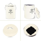 Kitchen Countertop Compost Bin, Odor Resistant Indoor Compost Bin with Lid and Charcoal Filter, Rust Resistant Coated Compost Bucket, Compost Container, Cream