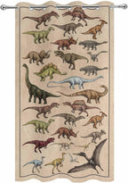 Vintage Outdoor Curtains for Patio Dinosaurs Biographies Retro Waterproof Outside Curtains with Grommet Top Weatherproof Curtain for Cabana Pergola Gazebo, 1 Panel, 54" W x 84" L