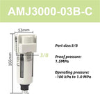 Vacuum Water Droplet Separator Pipeline Filter AMJ AMJ3000-03B AMJ4000-04B-C 1Pcs(AMJ3000-03B-C)