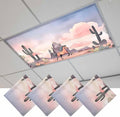 Fluorescent Light Covers for Drop Ceiling Watercolor Running Horse Cactus Magnetic Light Filters, Desert Hill Ombre Sky Ceiling Shade Filters for Home Classroom Office,2x4 ft,4Packs