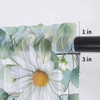 Daisy Eucalyptus Leaves Sheer Valance Curtains, Blue Wood Grain Spring Countryside Light Filtering Kitchen Valances Rod Pocket Voile Curtain Window Treatment for Bedroom/Living Room/Basement 54Wx18L
