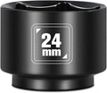 BLACKROBOT 24mm Low Profile Oil Filter Socket, 3/8" Drive 6-Point Oil Filter Cap Remover and Installer Tool, Chrome Vanadium Steel