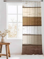 Sheer Curtains 108 Inches Long, Vintage Geometric Brown Semi Sheer Curtains Light Filtering Window Treatment, Farmhouse Country Chic Wood Grain Privacy Voile Drapes for Living Room Bedroom 52x108 Inch