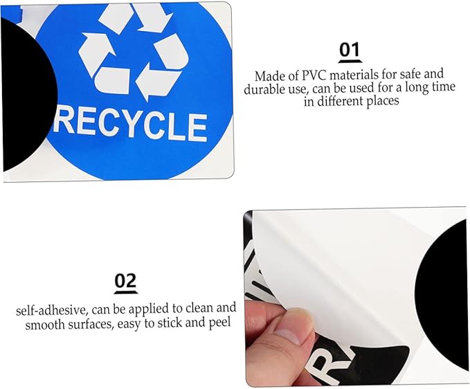 DOITOOL 8pcs Waterproof Trash Can Stickers for Recycling Classification Sturdy Waste Sorting Labels for Home Kitchen Office Use