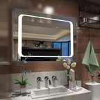 LED Bathroom Mirror with Lights Sensor Switch Bathroom Mirror with Demister Pad for Makeup Cosmetic Shaving… (600x800x42mm)