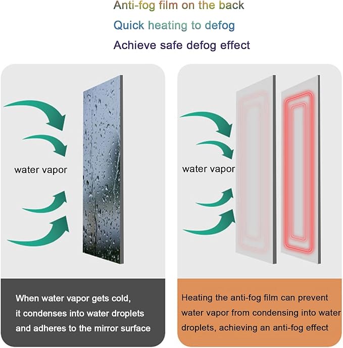 Smart Lighted Bathroom Mirror for Wall，Bathroom Mirror with LED Lights，Energy-Saving LED Smart Mirrors，LED Mirror for Bathroom，with Demister Pad and Smart Touch Switch(H70*W90cm/H27.6*W35.4IN)