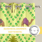 2 Panel Kitchen Cafe Curtains, Desert Sand Camels Sunlight Filtering Nature Air Through, Window Decor Tier Curtains for Living Room 104W x 96L inch Palm Trees Tropical Plants Polka Dot Yellow
