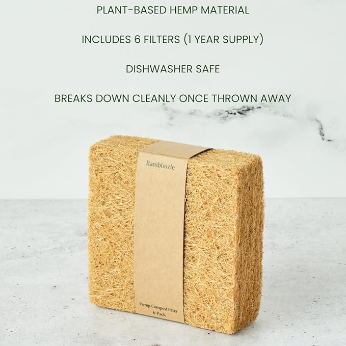 Bamboozle - Plant-Based Filter Set for Your Composter | Set of 6 Filters for The Bamboozle Compost Bin | One Year of Filters | Dishwasher Safe