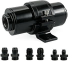 10 micron inline fuel filter with 6AN 8AN 10AN Adapter and Bracket Clip 50MM Black Universal