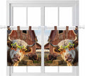 Farm Yaks Kitchen Curtains 36 Inch Length, Small Window Curtains Tab Top, Farmhouse Barn Funny Animals Butterfly Light Filtering Short Window Treatments Tier Drapes 27.5"x36" 2 Panel