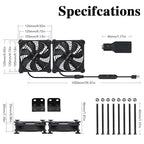Dual 120mm Fan with 10 Speed USB 5V DC 12V IPX5 Waterproof Cooling Fan for Tablet TV Receiver Router DVR Xbox Greenhouse Kennel Computer Cabinet Component Cooling